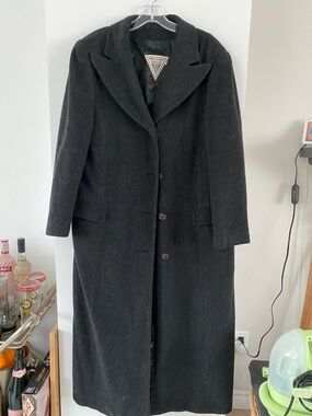 Marvin Richards Long charcoal grey  Black Trench Coat wool blend oversized